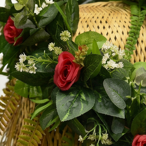 Artificial Hanging Decorative Basket with Green Foliage and Floral Arrangement for Home Balcony <b>Wall</b> Garden <b>Decor</b> - Product Image 5