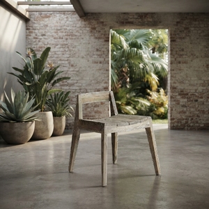 Chaise basse Blanca, chaise de salle à manger en bois massif tissé à la main, style antique, pour salon, café, meubles - Product Image 3