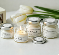 Vela aromática de soja en mini frasco de vidrio al por mayor con tapa de rosca plateada, etiqueta sencilla, las velas más aromáticas para el hogar y spa.