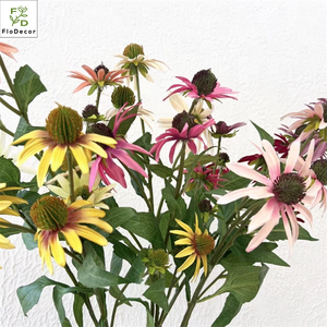 Yüksek kaliteli ipek yapay Echinacea Christmas flower 5 kafaları beyaz yeşil ev masa düğün dekorasyon için noel paskalya - Product Image 5