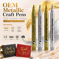 Stylos métalliques OEM personnalisés avec logo, emballage sur mesure, marqueurs métalliques à base d'eau pour papier noir, cartes et créations DIY
