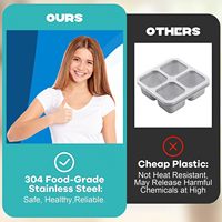 Boîtes à lunch portables en acier inoxydable 304 à 2 compartiments, boîtes de rangement pour aliments, boîtes bento divisées, boîte à repas pour la préparation des repas avec couvercles