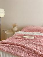 1.5*2M hiver coeur motif doux épaissi respirant corail tissu couverture plaine Jacquard sieste couverture pour lit canapé