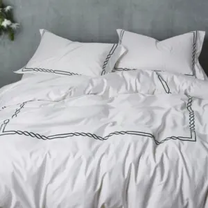 100% Natureza Algodão 300TC Twin Full Queen King White Bedding conjunto roupa de cama verde