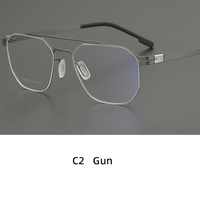 Gafas Ópticas de Titanio Hechas a Mano de Alta Calidad, Estilo Ejecutivo Vintage, Doble Puente, para Miopía, con Protección Anti-Luz Azul