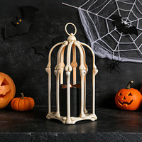 Linterna de Plástico con Forma de Jaula de Pájaro para Halloween, Vela Electrónica LED de Simulación, Decoración de Mesa para Casa Embrujada o Escape Room