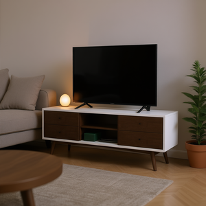 Mobile TV Caroline in Noce Bianco 72 Pollici, Arredamento Moderno Mid-Century per Soggiorno - Product Image 2