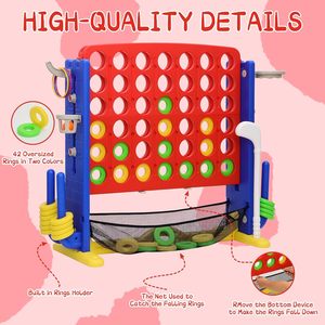 Jeu de Jardin Géant 4-en-1, Ensemble Jumbo Réglable en Hauteur avec Golf, Panier de Basket et Lancer d'Anneaux, Amusement Intérieur/Extérieur pour Enfants et Adultes - Product Image 5