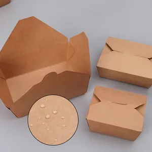 Fiambrera desechable con logotipo impreso personalizado, papel Kraft, embalaje de hamburguesas, grado alimenticio, opción al por mayor - Product Image 2