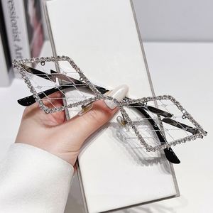 Gafas de Malla con Montura de Aleación y Diamantes Incrustados sin Lentes para Mujer, Lujo 2025, Venta al por Mayor - Product Image 2
