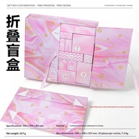 Boîte de calendrier de l'Avent de Noël rose à 24 compartiments, personnalisable, vide, pour chocolats, boîte cadeau mystère, emballage d'usine