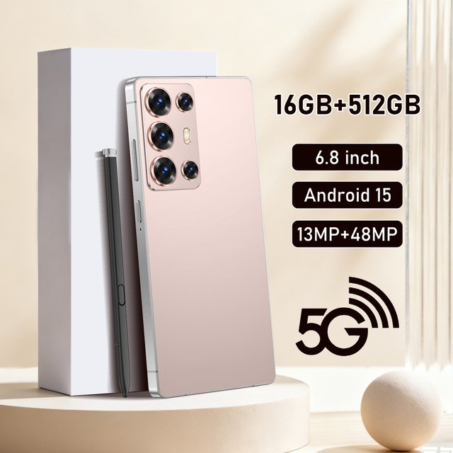 2026 S6 5G Smartphone 6.8 Inch 16GB+512GB 8000mAh 8-Core Android Phone Dual SIM Face Unlock HD Camera
