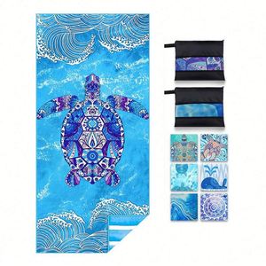 Custom Logo Print Quick Dry Microfiber Egyptian Beach Towels With a Zip Pocket Recycled Towel Sand Free - Product Image 1
