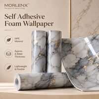 Papier peint en mousse PVC gris or marbré MORLENX, autocollant, à coller et à décoller, pour projets d'intérieur
