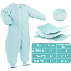 <span class=keywords><strong>Gigoteuse</strong></span> pour bébé <span class=keywords><strong>avec</strong></span> <span class=keywords><strong>pieds</strong></span>, hiver, manches longues, couverture portable <span class=keywords><strong>avec</strong></span> <span class=keywords><strong>jambes</strong></span>, sac de couchage pour tout-petit, épaissi, 2,5 TOG (bleu, 2T-4T, année) - Product Image 2