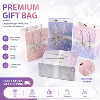 Sac cadeau en papier épais avec nœud doré dégradé, sac de shopping avec poignée en corde, élégant pour mariage, anniversaire, rangement