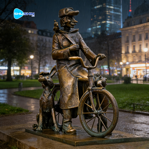 Estatua de Cartero de Bronce a Tamaño Real Personalizada con Bicicleta para Decoración de Jardín Exterior - Product Image 4