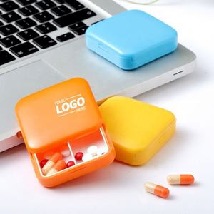 Mini <b>Slide</b> Durable <b>Plastic</b> 2 Compartment Portable Pill Organizer Travel Pocket Medicine Case Silk Screen Promotional Gift - Product Image 1