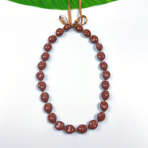 Colored Graduation Kukui Nuts Lei Custom School Colors Acrylic <strong>Hawaii</strong> <strong>Necklace</strong> with Ribbon Bow Graduation Gift for Women Men Kid