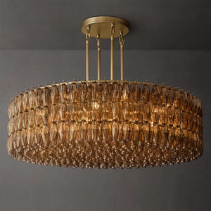 61" American Round Chandelier Retro High Quality Smoke Glass Pendant Lamp Modern Hotel Italian Design Big Luxury Chandelier - Product Image 1