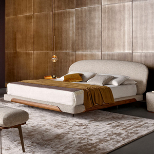 Cama de Plataforma OLOS <span class=keywords><strong>Bonado</strong></span>, Tamaño Completo, Minimalista, Tapizada en Tela, Cabecera con Librero, Base de Láminas Silenciosa, Estructura de Madera, Cama Suave de Lujo - Product Image 2