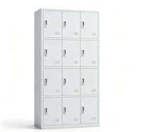 Casier de personnel en acier à 12 portes, gain de place, facile à assembler, avec serrure à poignée et trous d'aération, pour organiser les vêtements du personnel de bureau et de salle de sport