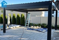 Pergola en aluminium robuste et écologique Sweet Home avec toit à lames orientables automatiques, imperméable, gazebo d'extérieur avec drainage intégré 3x4