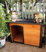 Modernes Outdoor-Hundehaus für Alle Jahreszeiten Wasserdichter Hundezwinger Warmes Hundebett Regenfestes Holz-Wohnzimmer Haustiermöbel