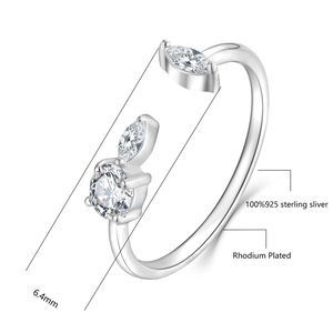 Anello ad anello aperto personalizzato in argento sterling 925 per gli amanti da regalare agli amici un anello di zirconi creativo da donna - Product Image 2