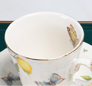 Vibrant Yellow Lemon Pattern Ceramic Small Coffee <b>Cup</b> and Saucer Beautiful Tea <b>Cups</b> & Saucers - Product Image 5