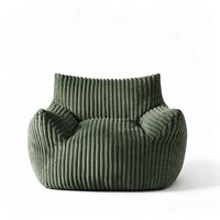 Fauteuil lounge en velours côtelé vert pour salon, canapé pouf moderne, siège individuel confortable pour se détendre