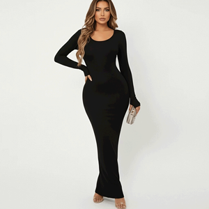 Vestido Bodycon de Design por Atacado para Mulheres, Vestidos Maxi Sexy para Festas, Elegância Casual, Vestido Longo Preto para Mulheres - Product Image 2