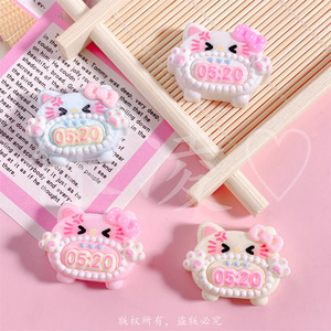 Dibujos animados creativos <span class=keywords><strong>520</strong></span> gato DIY resina accesorios crema pegamento joyería horquilla cuerda teléfono funda para Navidad - Product Image 1