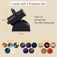 Lampe de Projection USB Lune et Planètes, Projecteur LED Remplaçable, Veilleuse Ambiance Terre, Lampe Murale
