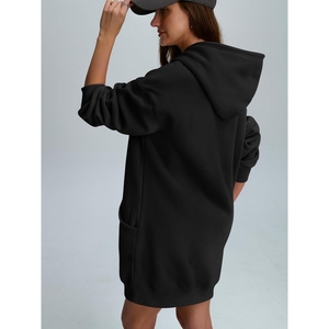 Sweat à capuche noir chaud pour femme, imprimé sur mesure, écologique, tendance, vente en gros, grandes tailles, 100% coton, 300 g/m² - Product Image 4