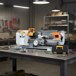 Tornio per metalli 7 x 13,78 pollici, motore a spazzole da 500W, velocità variabile 0-2200 giri/min, controllo manuale, cassetta portautensili - Product Image 2