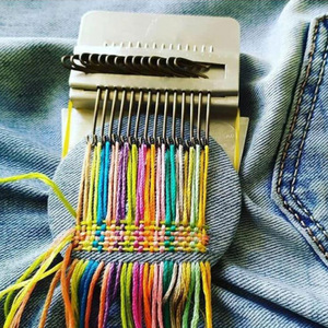 Petit métier à <span class=keywords><strong>tisser</strong></span> en bois à 14 crochets Kit de métier à <span class=keywords><strong>tisser</strong></span> Mini métier à <span class=keywords><strong>tisser</strong></span> à repriser - Product Image 3