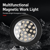 Lampe de travail COB ronde portable, fonctionnant avec 3 piles AAA, avec crochet magnétique, lampe de réparation automobile, lampe de camping en plein air