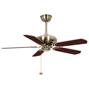 Retro Oriant 42 ''5 pale in noce antico ottone elettrico <span class=keywords><strong>ventilatore</strong></span> di controllo da parete di lusso Vintage <span class=keywords><strong>ventilatore</strong></span> da soffitto <span class=keywords><strong>senza</strong></span> luce - Product Image 1