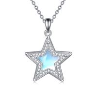 YFN Fine Jewelry S925 Sterling Silver 3A Zircon Moonstone Star Pendentif Collier