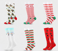 Chaussettes de compression tricotées pour jeunes, hiver, Noël, 15-20 mmHg, à compression graduée, pour hommes et femmes, pour les fêtes