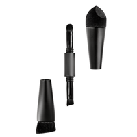 Ensemble de pinceaux de maquillage professionnels 4 en 1 détachables avec éponge de mélange, pinceau de fond de teint angulaire, pinceau correcteur de précision et outil de sculpture