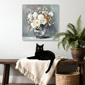 Quadro su tela con crisantemo bianco in vaso, decorazione murale in stile country, immagini vintage per la fattoria, <span class=keywords><strong>poster</strong></span> e <span class=keywords><strong>stampe</strong></span> - Product Image 6