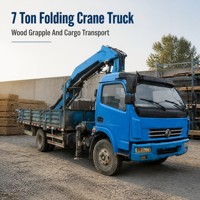 Used 7 Ton Folding Arm Truck Mounted Crane 5 Section 10m Boom 360 Degree Wood Grapple for Log Transport
