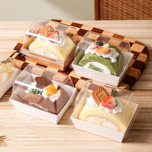 Cake Roll Packaging Box - Swiss <strong>Dream</strong> Roll Transparent Individual Packaging Box for Baking - Cut Into Pieces Small Cake - Product Image 1