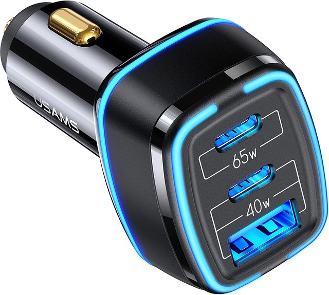105W USB C Car Charger 3 Port PD 65W PPS 45W Type C Super Fast Charging 12V Type C and Usb Fast Charger