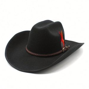 Sombreros de Vaquero Estilo Tibetano con Plumas y Borde Rizado de 9.5cm, Venta al Por Mayor - Product Image 2