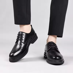 Chaussures pour hommes en cuir noir brillant, faites à la main, de haute qualité, respirantes, imperméables, à lacets, pour le quotidien, les mariages, le bureau et la carrière - Product Image 3