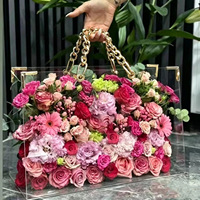 Acryl cadeaudoos transparant met parel/ketting handvat voor rozen bloemstuk bruiloft Valentijnsdag cadeau