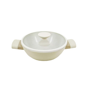 Off White Double Handled <b>Soup</b> <b>Pot</b> With Lid Non Stick For Stove Cooking - Product Image 1